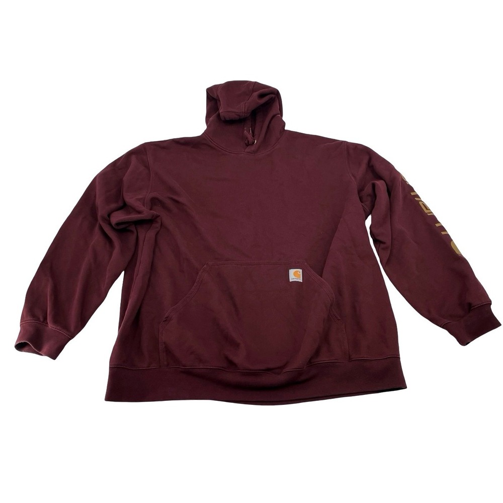 Carhartt Men's Hoodie Loose Fit Burgundy Cotton Blend 2XL